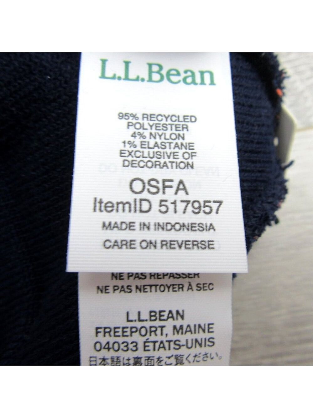L.L. Bean Pom Beanie Cap Unisex One Size Fit Navy Multi NEW - Picture 8 of 9